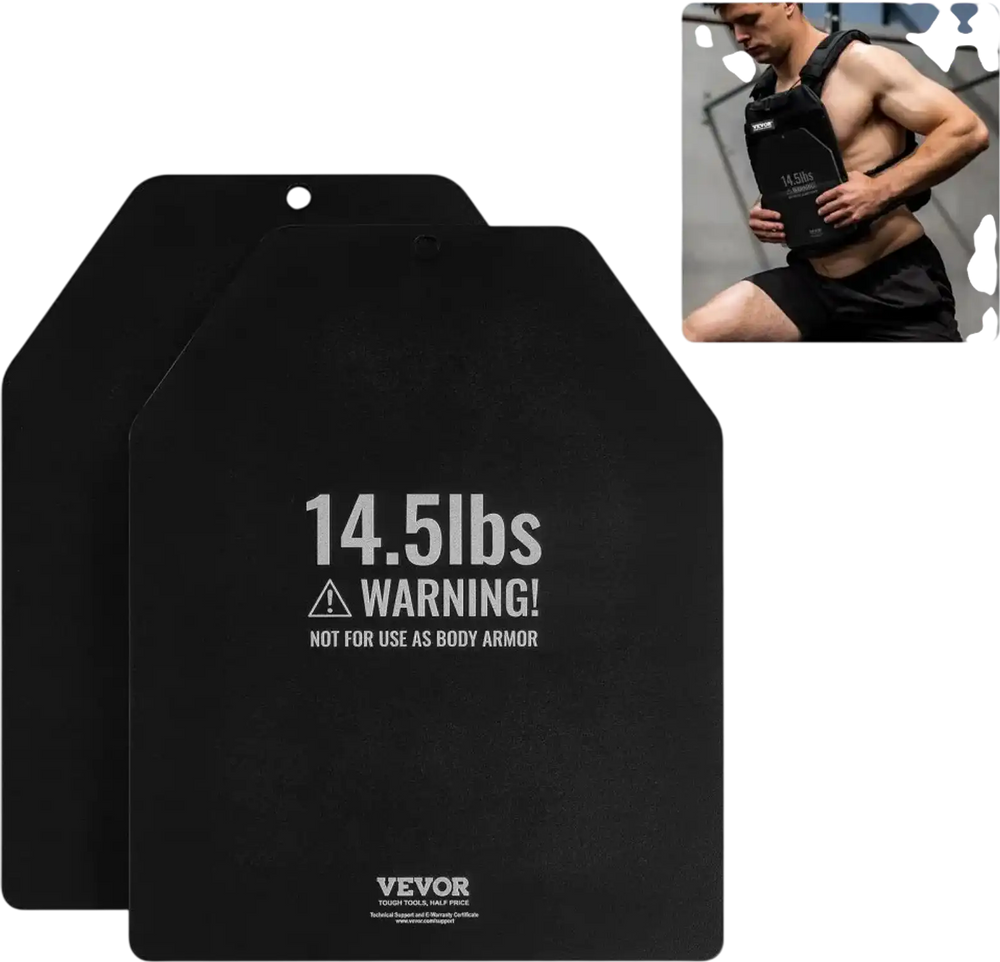 VEVOR Weight Vest Plates, 14.5 LB Pairs, Premium Steel Weighted plates, Contoured Ergonomic Fit – WODs, Additional Weight for Weight Vests, for Strength Training, Running, Fitness, Heavy Workouts