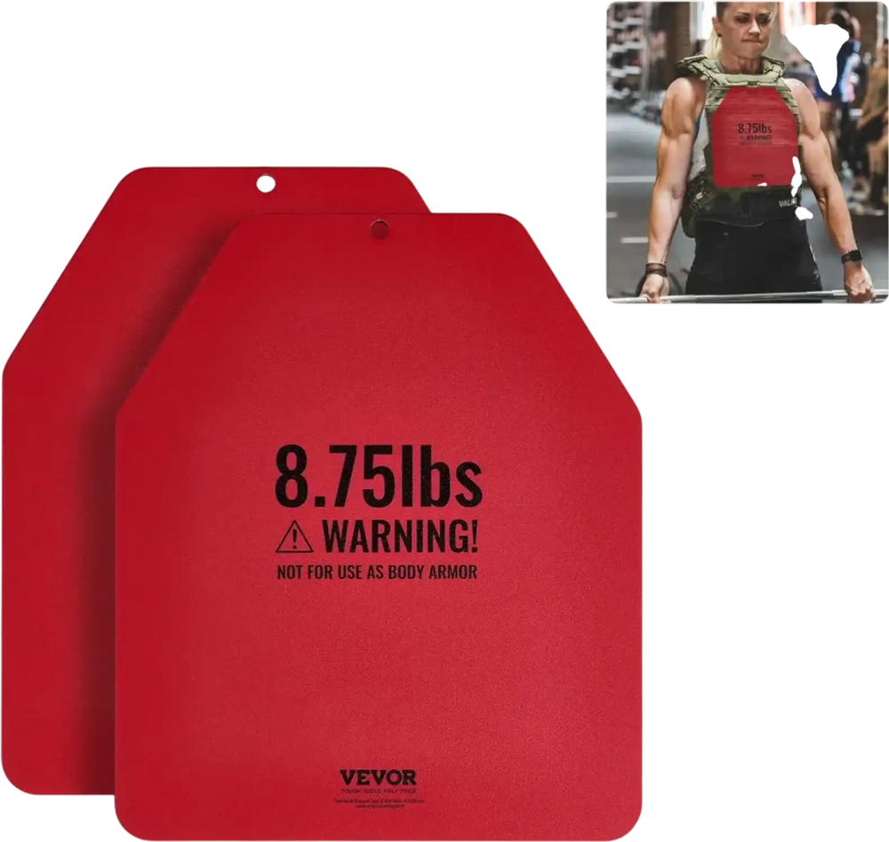 VEVOR Weight Vest Plates, 8.75 LB Pairs, Premium Steel Weighted plates, Contoured Ergonomic Fit – WODs, Additional Weight for Weight Vests, for Strength Training, Running, Fitness, Heavy Workouts
