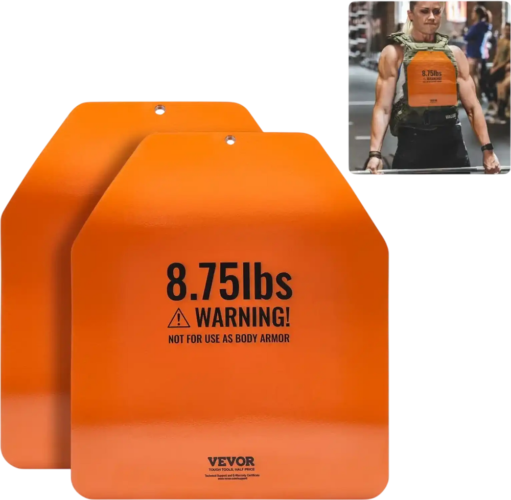 VEVOR Curved Weight Vest Plates, 8.75 LB Pairs, Premium Steel Weighted plates, Contoured Ergonomic Fit – WODs, Additional Weight for Weight Vests, for Strength Training, Running, Heavy Workouts