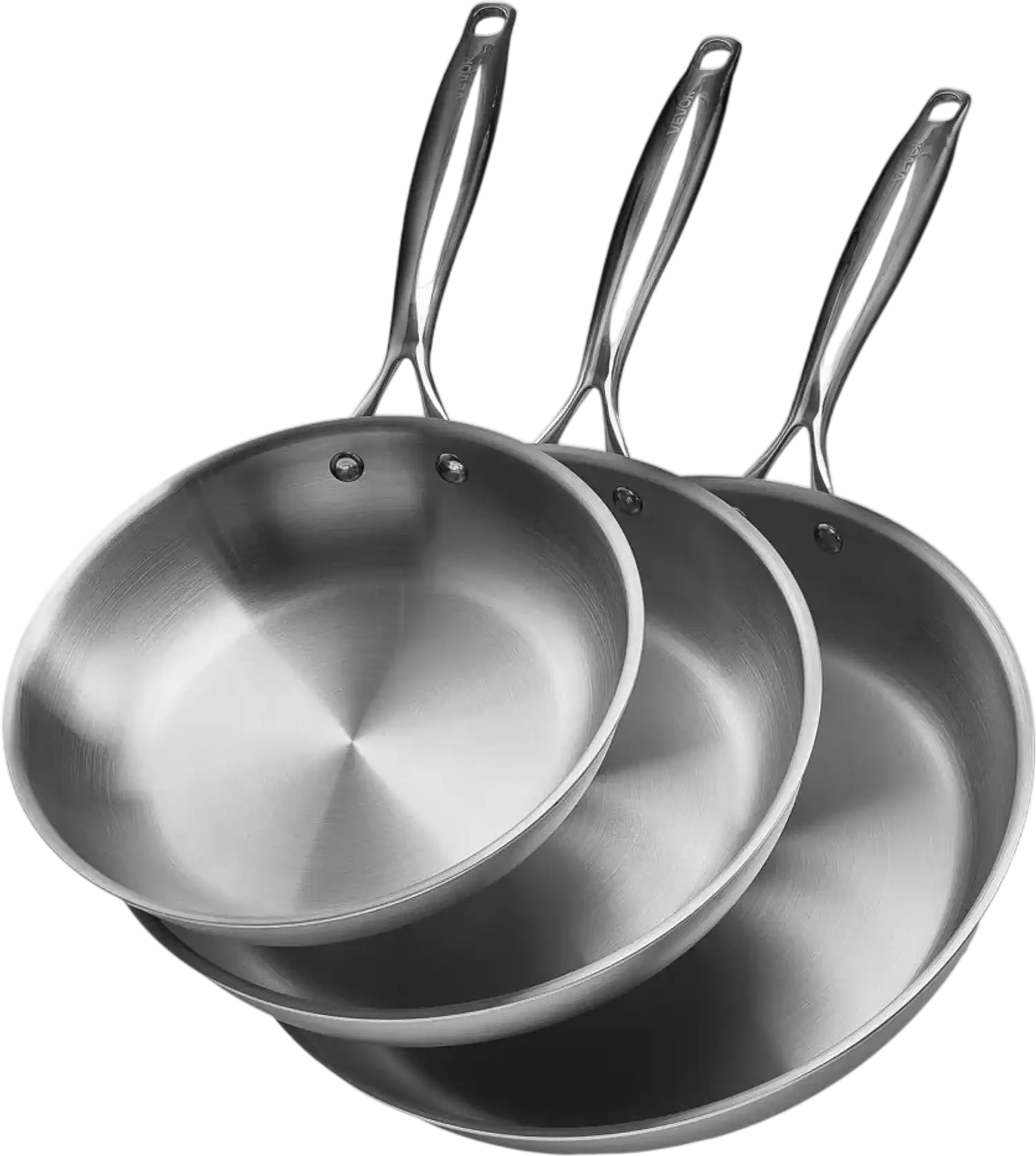 Vevor Frying Pan Set Tri-Ply Stainless Steel 3-Piece 8