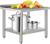 VEVOR Stainless Steel Prep Table, 36 x 24 x 35 Inch, 440lbs Load Capacity Heavy Duty Metal Worktable with Backsplash and Adjustable Undershelf, Commercial Workstation for Kitchen Restaurant