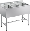 VEVOR 3 Compartment Sink, 18-Gauge 304 Stainless Steel, 10" x 14" x 10" Bowl Size, 3 Bay Commercial Under Bar Sink with Backsplash and Efficient Drainage for Kitchen, Restaurant, Food Truck & Home Use