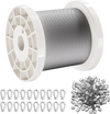 VEVOR Wire Rope Kit, 1/16" 330 ft 304 Stainless Steel Cable with 80 Sleeves and 20 Thimbles, 450 lbs Breaking Strength, 7x7 Strands Marine Aircraft Grade for Handrail Stair Decking Fence Outdoors