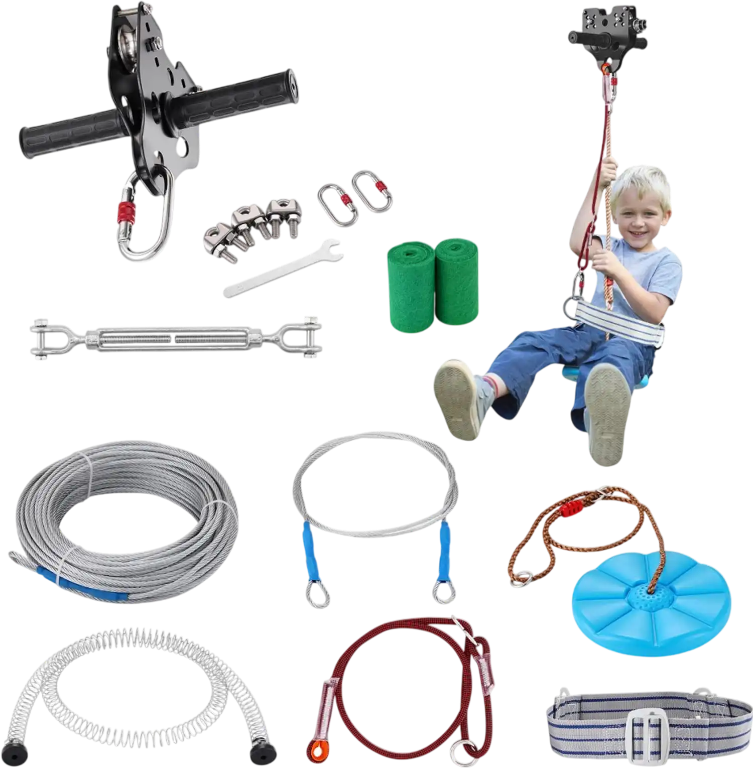 Vevor Zip Line Kit 160' Backyard Outdoor Zipline with Safety Harness Seat New