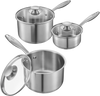 VEVOR Stainless Steel Saucepan Set, 1 QT & 2 QT & 3 QT Saucepans with Glass Lids, Multipurpose Nonstick Stainless Steel Sauce Pot with Ergonomic Handle, Friendly for Oven, Dishwasher, Induction Cooker