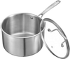 VEVOR 4 QT Saucepan, Stainless Steel Saucepan with Glass Lid, Multipurpose Nonstick Stainless Steel Small Cooking Sauce Pot with Ergonomic Handle, Friendly for Oven, Dishwasher, Induction Cooker
