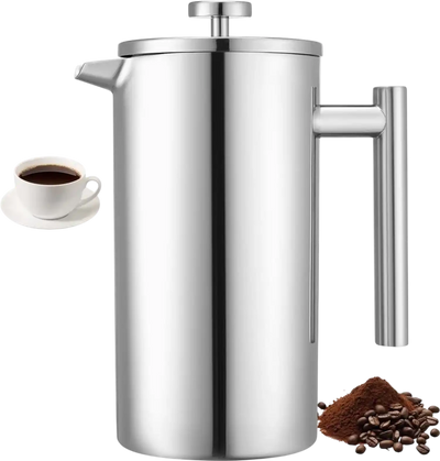 Vevor French Press Coffee Maker 51 oz Stainless Steel Silver New