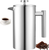 VEVOR French Press Coffee Maker, 34 Ounce 1 Liter Stainless Steel Coffee Press Tea Maker with Filter, Large Double Wall Insulated French Presses Cold Brew for Camping Travel Home Kitchen, Silver