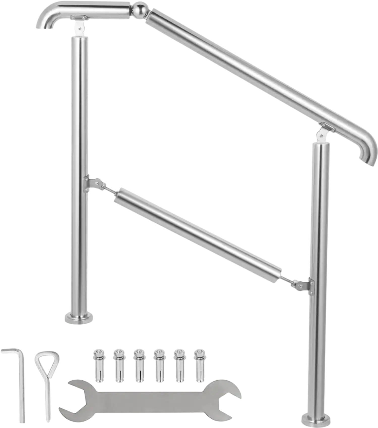 Vevor Handrail Stainless Steel Transitional Stair Railing for 2-3 Steps Silver New