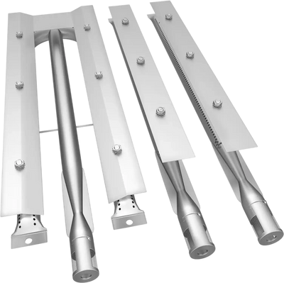 VEVOR BBQ Burners Replacement, Stainless Steel Burner Grill Part Kit, 3 Packs BBQ Burners Replacement, Grill Burner Replacement with Air Flap Barbecue Replacement Parts with Evenly Burning for Gas Gri