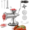 VEVOR Manual Meat Grinder, 304 Stainless Steel Hand Meat Grinder with Suction Cup + Steel Table Clamp, Meat Mincer Sausage Maker & 2 Cutting Plates, Sausage Tube, Grinding Head for Beef Pepper Cookie