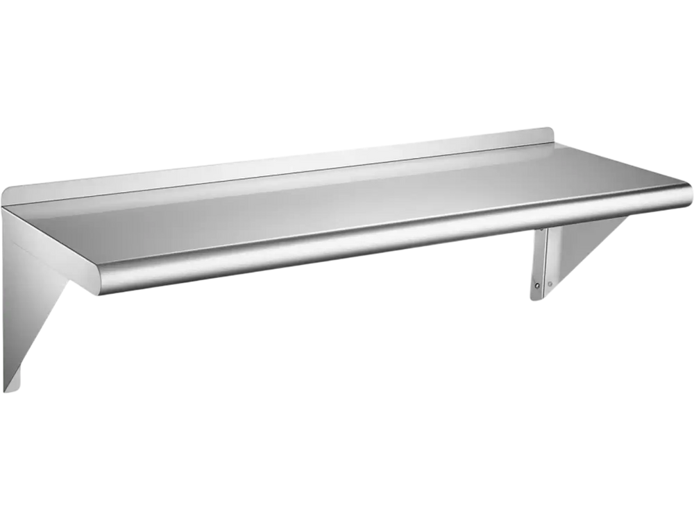 VEVOR Stainless Steel Shelf 12" x 36" Commercial Wall Mount Floating Shelf, Heavy-Duty Storage Rack with Brackets, 300LBS Strong Capacity, Easy to Clean, Suitable for Restaurant, Home Kitchen, Garage