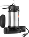 VEVOR Submersible Sewage Pump, 1HP 5770GPH, Cast Iron Sewage Water Pump with 34 ft Lift 10 ft Power Cord and Automatic Float Switch, Stainless Steel for Clean Flooded Basement Yard Farm Sewer