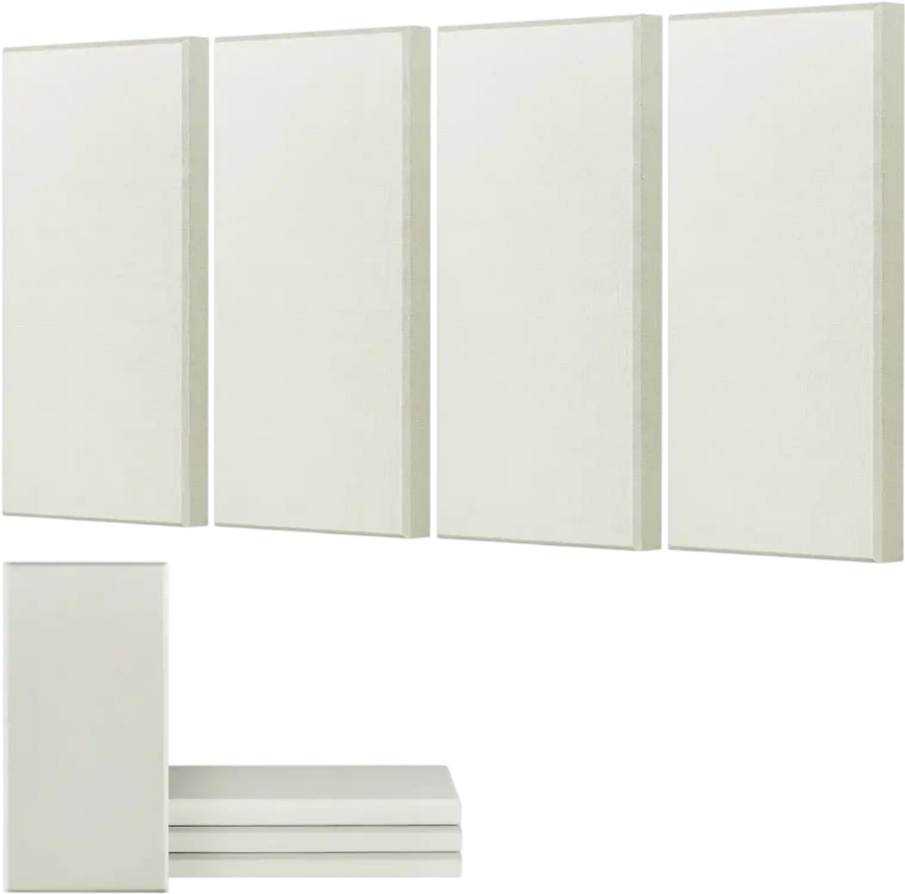 VEVOR 4 PCS Acoustic Panels, 2 inch Thick 23.6 x 11.8 inch Fiberglass Sound Absorbing Panels, Self-adhesive Soundproof Wall Boards, for Studios, Office, Home Theater,Meeting Room, Beige