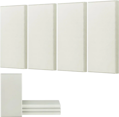 VEVOR 4 PCS Acoustic Panels, 2 inch Thick 23.6 x 11.8 inch Fiberglass Sound Absorbing Panels, Self-adhesive Soundproof Wall Boards, for Studios, Office, Home Theater,Meeting Room, Beige