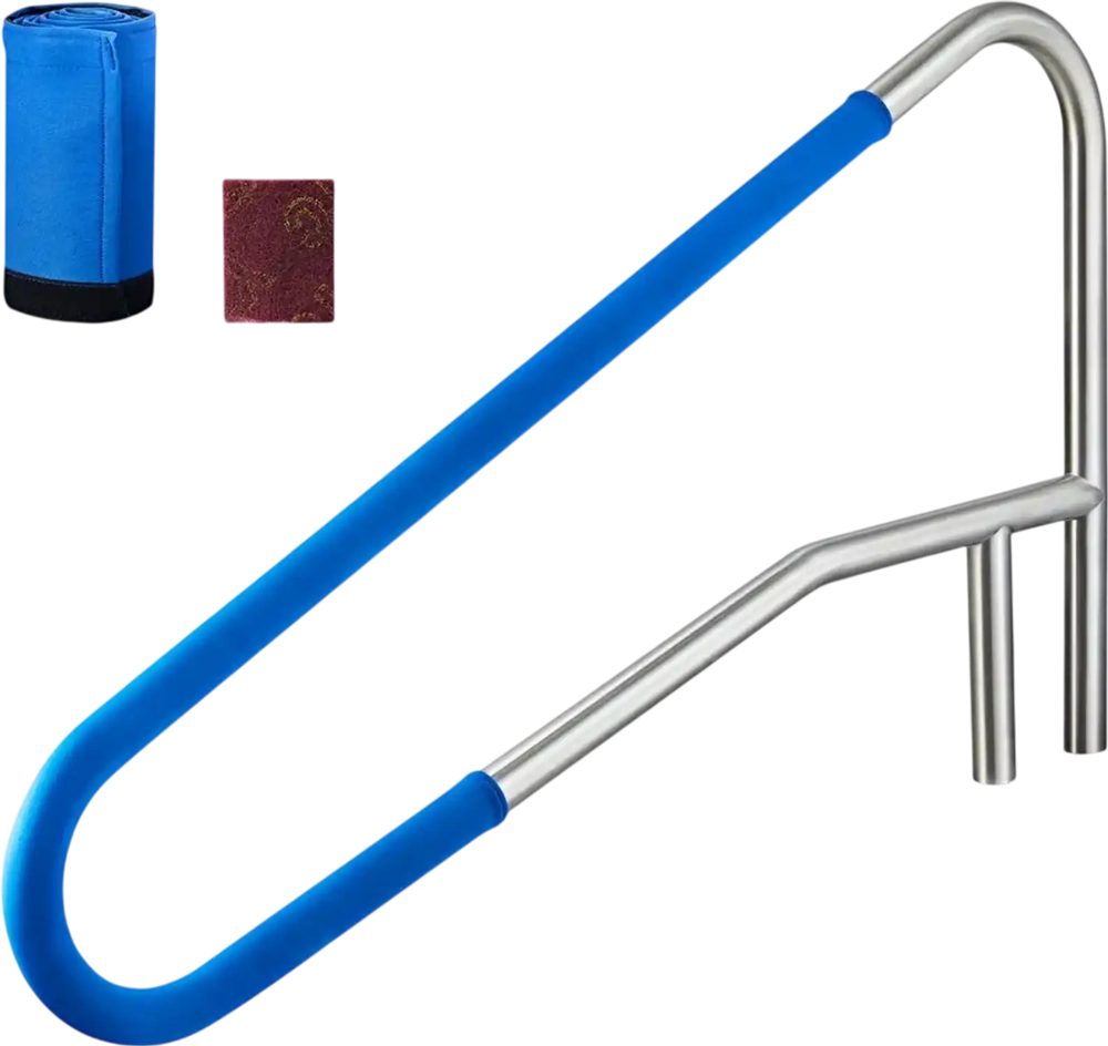 VEVOR Pool Rail, 54 x 32 inch Pool Handrail, 220 lbs Load Capacity Heavy Duty 304 Stainless Steel Swimming Handrail, Detachable Nonslip Sleeve, Recessed or Base Mount, for Poolside, Water Parks