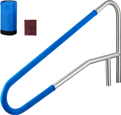 VEVOR Pool Rail, 54 x 32 inch Pool Handrail, 220 lbs Load Capacity Heavy Duty 304 Stainless Steel Swimming Handrail, Detachable Nonslip Sleeve, Recessed or Base Mount, for Poolside, Water Parks