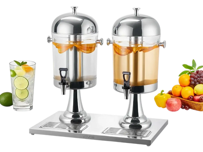 Vevor Beverage Dispenser 4.2 Gallon Dual Cylinder with Spigot Ice Chamber New