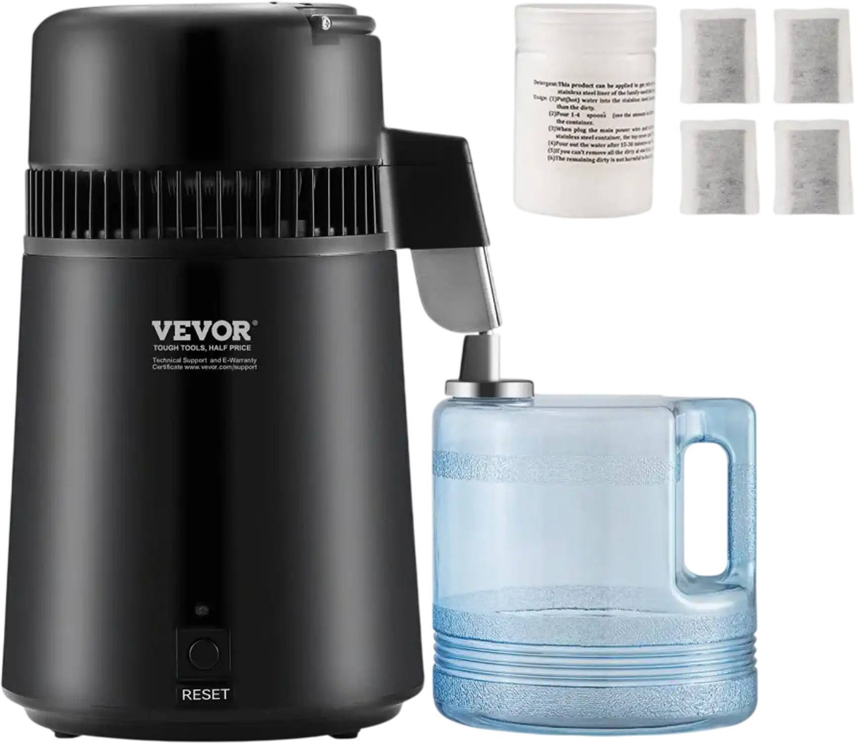 Vevor Water Distiller 4L Countertop Pure Water Purifier Black New