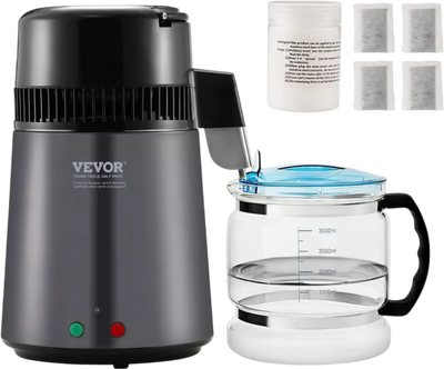 Vevor Water Distiller 4L 1.05 Gallon Countertop Pure Water Purifier Filter Gray New
