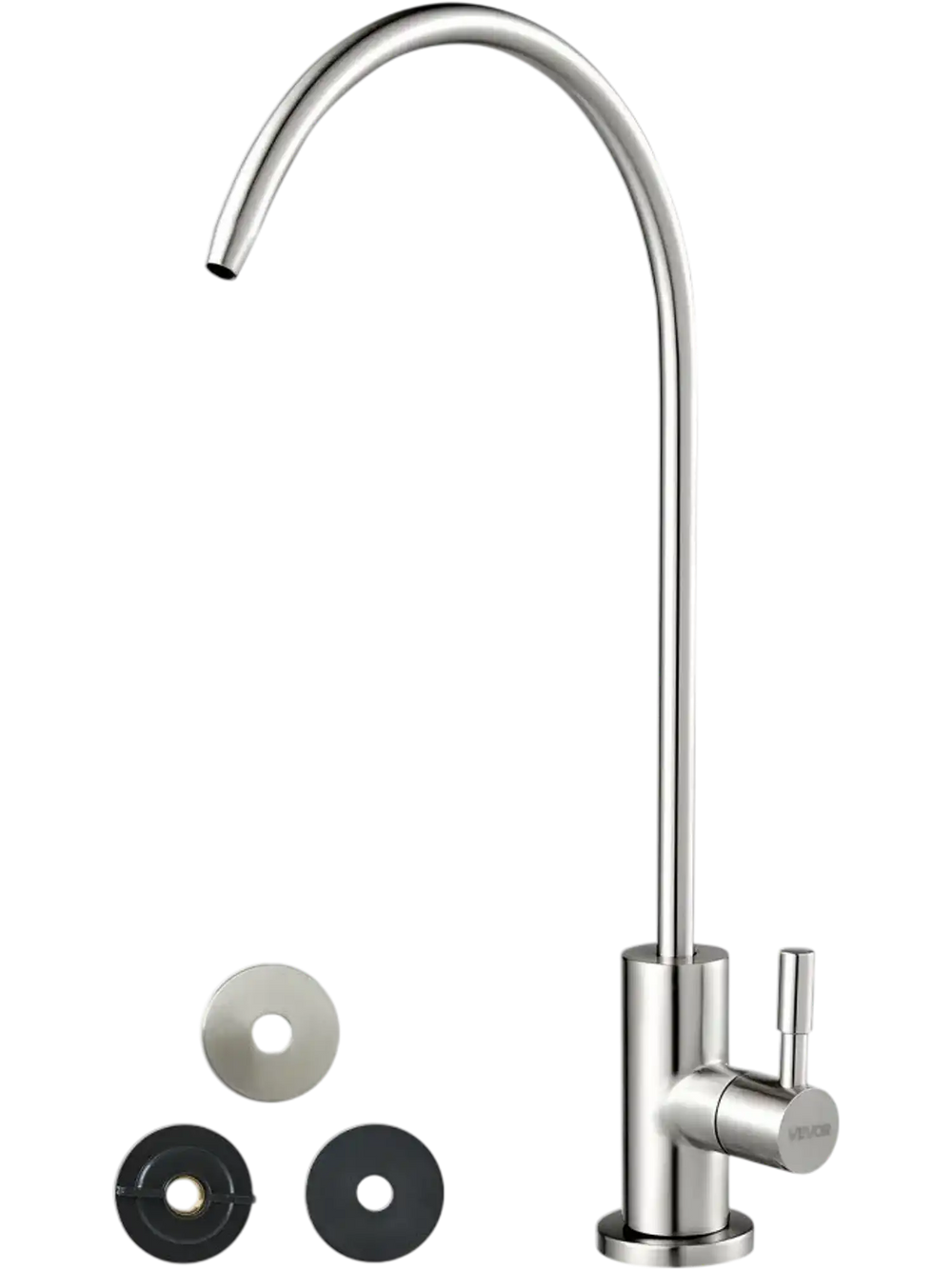 VEVOR Stainless Steel Faucet, Lead-Free Drinking Water Faucets, Reverse Osmosis Faucet with Solid Brass Valve, High Arch Filtered Water Faucets For Kitchen Sink, Bar Counter, Cafe Shop, Brushed Nickel
