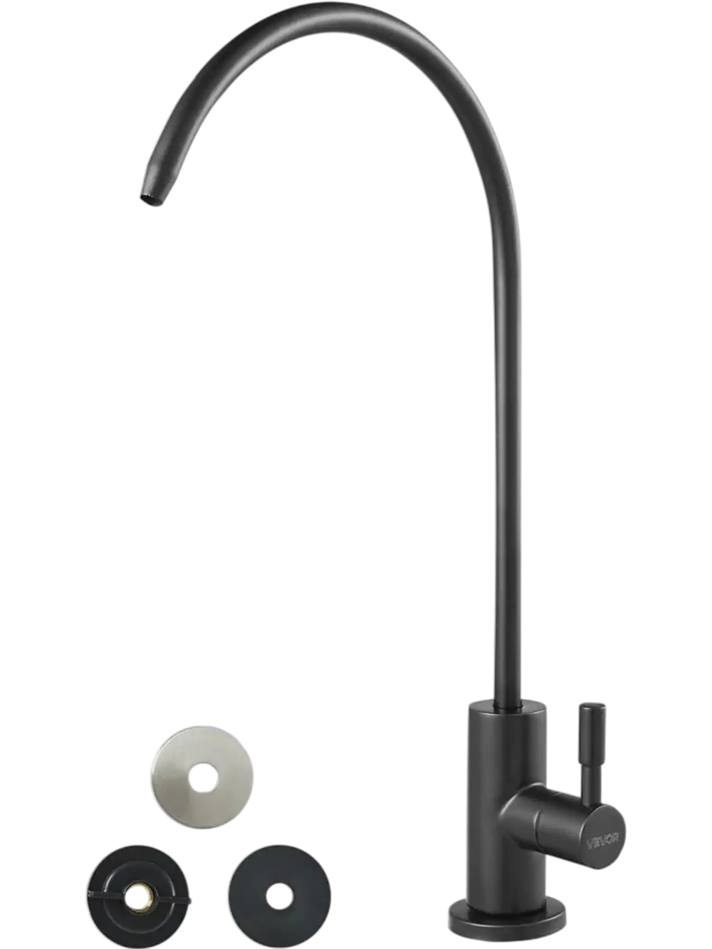 VEVOR Stainless Steel Faucet, Lead-Free Water Purifier Faucets, Reverse Osmosis Faucet with Solid Brass Valve, High Arch Drinking Water Faucets For Kitchen Sink, Bar Counter, Cafe Shop, Matte Black