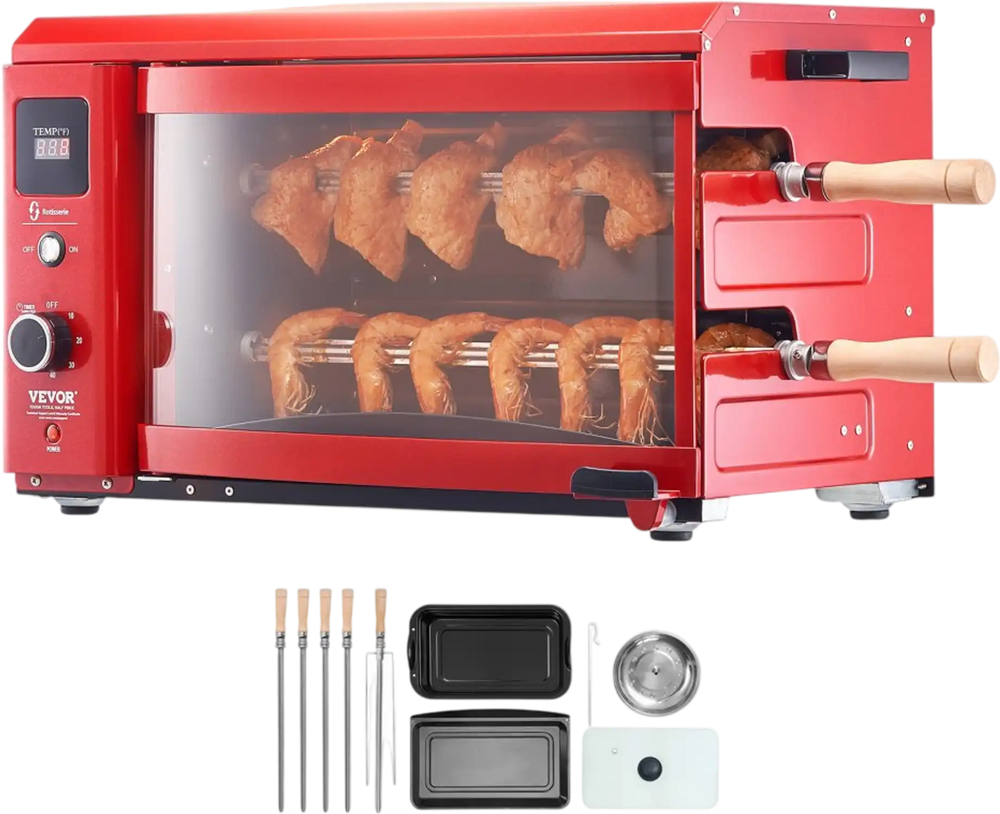VEVOR Shawarma Grill Machine, 2 Strings of Barbecue Capacity, Chicken Shawarma Cooker Machine, Electric Broiler Gyro Rotisserie Oven Doner Kebab Machine, for Home Restaurant Kitchen Parties