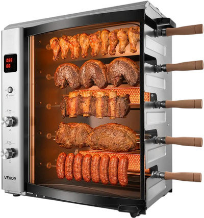 Vevor Rotisserie Oven Countertop Vertical Brazilian Flame Gas Shawarma Machine with 5 Auto Rotating Skewers New