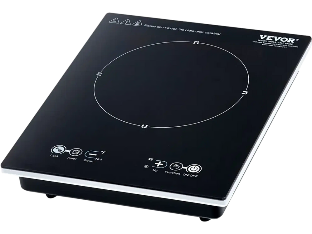 VEVOR Portable Induction Cooktop, 1800W Electric Induction Burner with 9 Temperature Settings, Countertop Induction Hot Plate with 3H Timer, Child Lock, Easy to Clean, for Home Kitchen Cooking