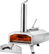 VEVOR Portable Outdoor Oven, 12-inch Pizza Oven, Pellet & Chips & Charcoal Tri-Fuel, Stainless Steel Pizza Grill, Includes Pizza Stone, Waterproof Cover, Shovel, Ideal for Camping & Backyard, Silver