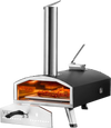 VEVOR Portable Outdoor Oven, 12-inch Pizza Oven, Pellet & Chips & Charcoal Tri-Fuel, Iron Spray Pizza Grill, Includes Pizza Stone, Waterproof Cover, Shovel, Ideal for Camping & Backyard, Black
