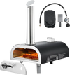 VEVOR Dual Fuel Pizza Oven Outdoor, 12 in Wood Fire & Propane Gas Pizza Oven, Portable Pellet & Propane Pizza-Maker with Thermometer, Iron Spray Black Shell Pizza-Cook for Outside Camping & Backyard