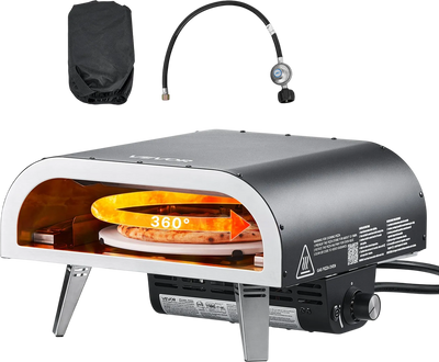 VEVOR Outdoor Pizza Oven, 12 in Propane Gas Pizza Maker, Portable Pizza-Cooker with Electric Rotation, Thickened Pizza-Stone, Carry Bag, Propane Pizza-Oven for Outside Backyard Patio Camping, Black