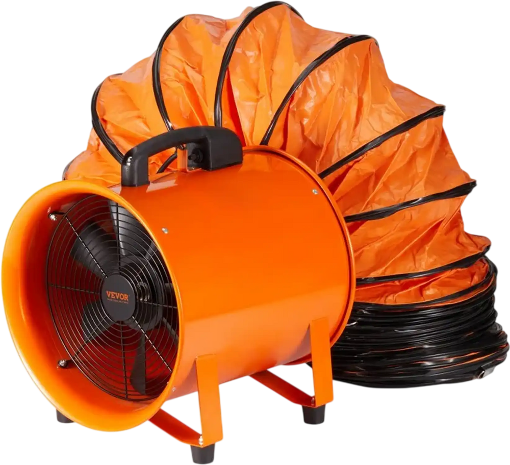 VEVOR Portable Ventilator, 10 inch Heavy Duty Cylinder Fan with 33ft Duct Hose, 380W Strong Shop Exhaust Blower 1893FM, Industrial Utility Blower for Sucking Dust, Smoke, Smoke Home/Workplace