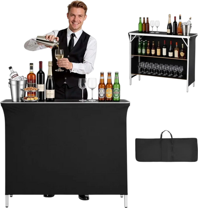 Vevor Portable Bar Table Folding Mobile Bartending Station 43.3