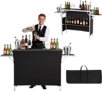 VEVOR Folding Portable Bar Table, 43.3 x 15.4 x 34.6 in, with Carry Bag, Storage Shelf, and Detachable Skirt, Quick and Easy Setup, Foldable Mobile Bartending Station for Events, Party, Tradeshow