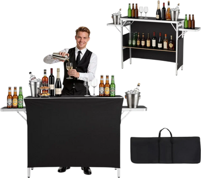 Vevor Portable Bar Table Folding Mobile Bartending Station 43.3