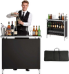 VEVOR Folding Portable Bar Table, 38.6 x 15.2 x 34.3 in, with Carry Bag, Storage Shelf, and Detachable Skirt, Quick and Easy Setup, Foldable Mobile Bartending Station for Events, Party, Tradeshow