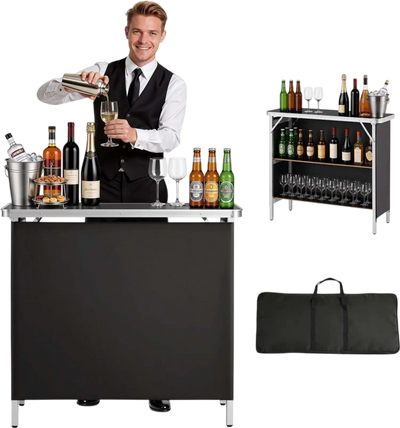 Vevor Portable Bar Table Folding Mobile Bartending Station 38.6