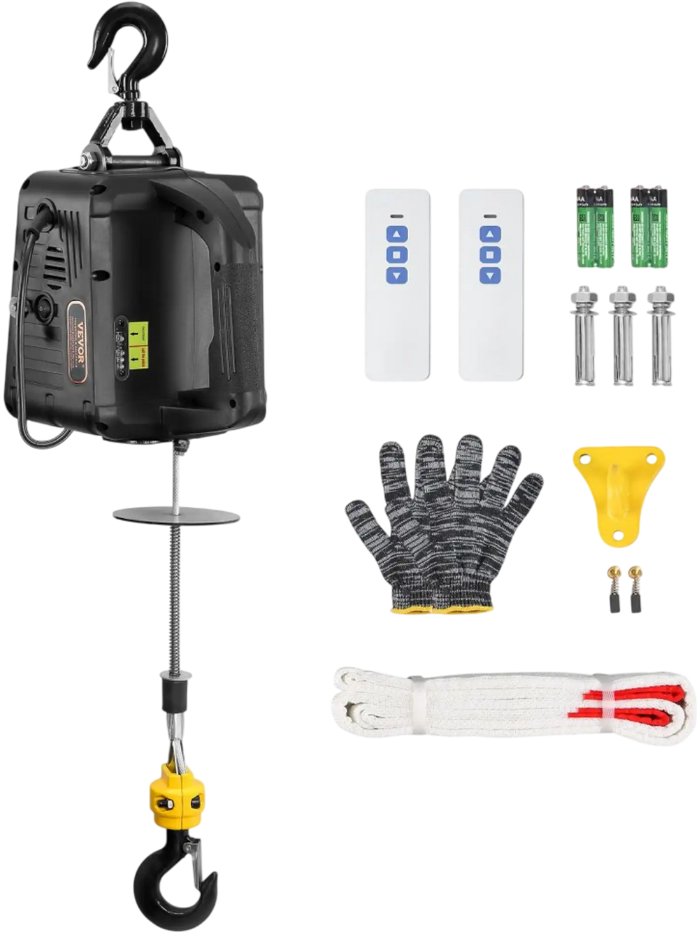 VEVOR 1100 lbs Electric Hoist Winch, 2-in-1 1500W Portable Power Winch Crane, 23 ft Lifting Height, Attic lift with Wireless Remote Control, for Garage, Warehouse, Factory Lifting Towing