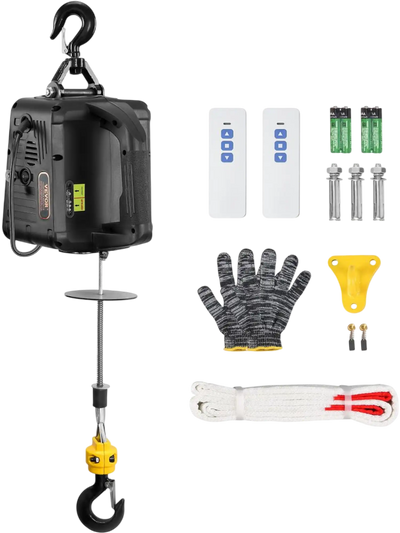 Vevor Electric Hoist Winch 1100 lbs 2-in-1 1500W Portable Power Crane with Wireless Remote New