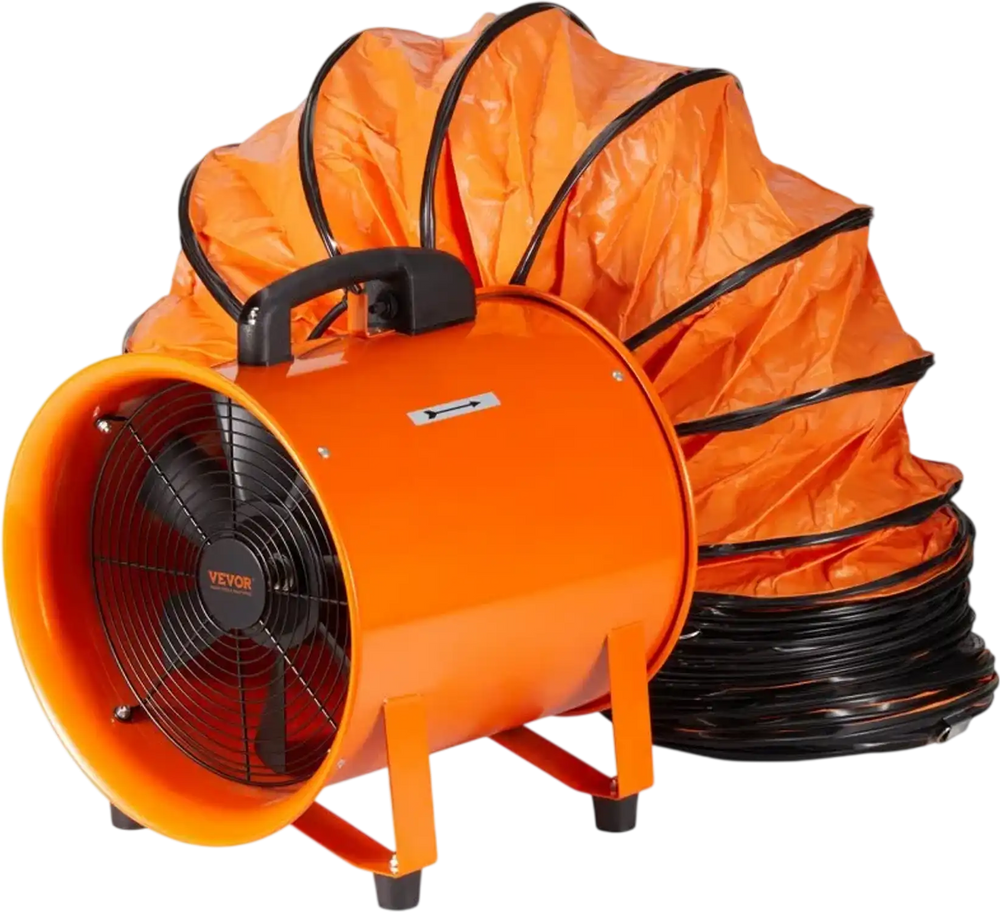 VEVOR Portable Ventilator, 10 inch Heavy Duty Cylinder Fan with 16.4ft Duct Hose, 380W Strong Shop Exhaust Blower 1893FM, Industrial Utility Blower for Sucking Dust, Smoke, Smoke Home/Workplace
