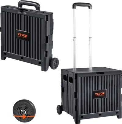 Vevor Utility Cart Foldable Rolling Crate Handcart 80 lbs Black New