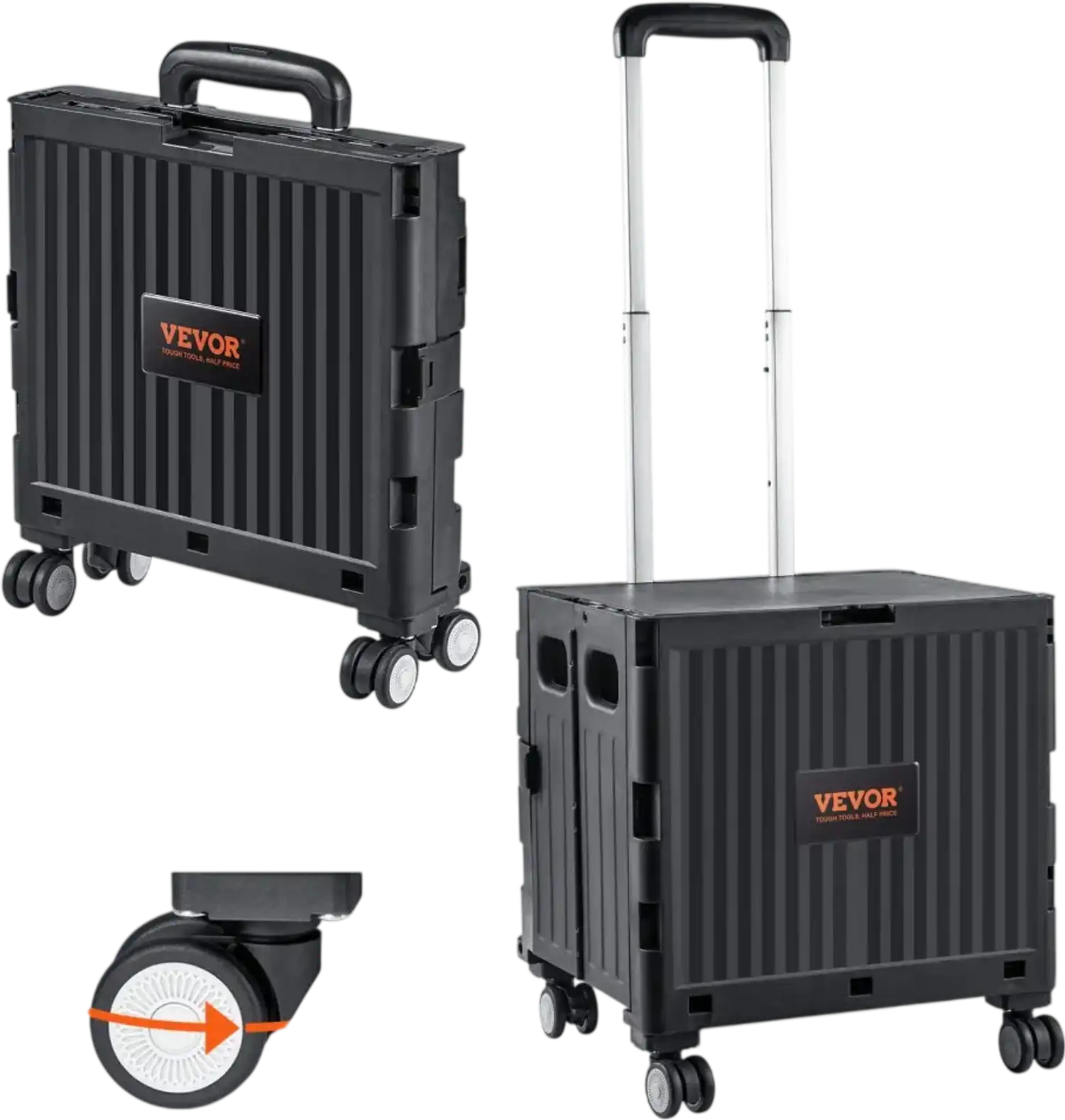 Vevor Utility Cart Foldable Rolling Crate Handcart 110 lbs Black New