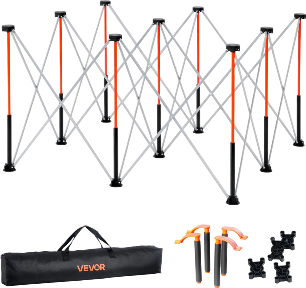 VEVOR Portable Folding Workstand, 4.15 x 4.15 ft Collapsible Workbench, 3500 lbs Weight Capacity, No Assembly Foldable Work Stand with Storage Bag, Table Top NOT Included, for Garage Workshop Outdoor