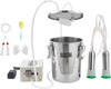 VEVOR Goat Milking Machine, 1.8 Gal / 7 L Food-Grade Stainless Steel Bucket, 4 Teat Cups for Cows and Goats, with 8000 mAh Rechargeable Battery, Electric Pulsation Milking Machine Portable Milker