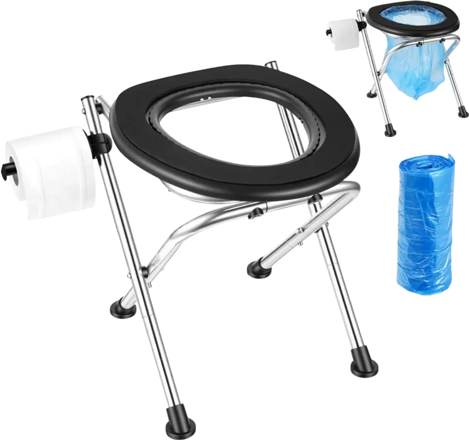 Vevor Portable Toilet Foldable Camping Travel Toilet with Soft Seat New