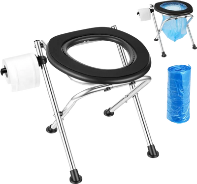 Vevor Portable Toilet Foldable Camping Travel Toilet with Soft Seat New