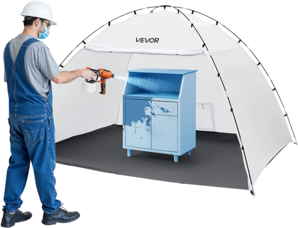 VEVOR Portable Paint Booth Tent, 115.35 x 90.55 x 74 inch Painting Tent Station, Spray Shelter with Built-in Floor & Mesh Screen, Large Space, Oxford Spray Painting Tents for Cupboard, Chairs, Tables
