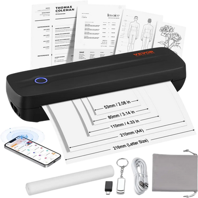 Vevor Thermal Printer Portable Wireless Inkless Mobile Printer New